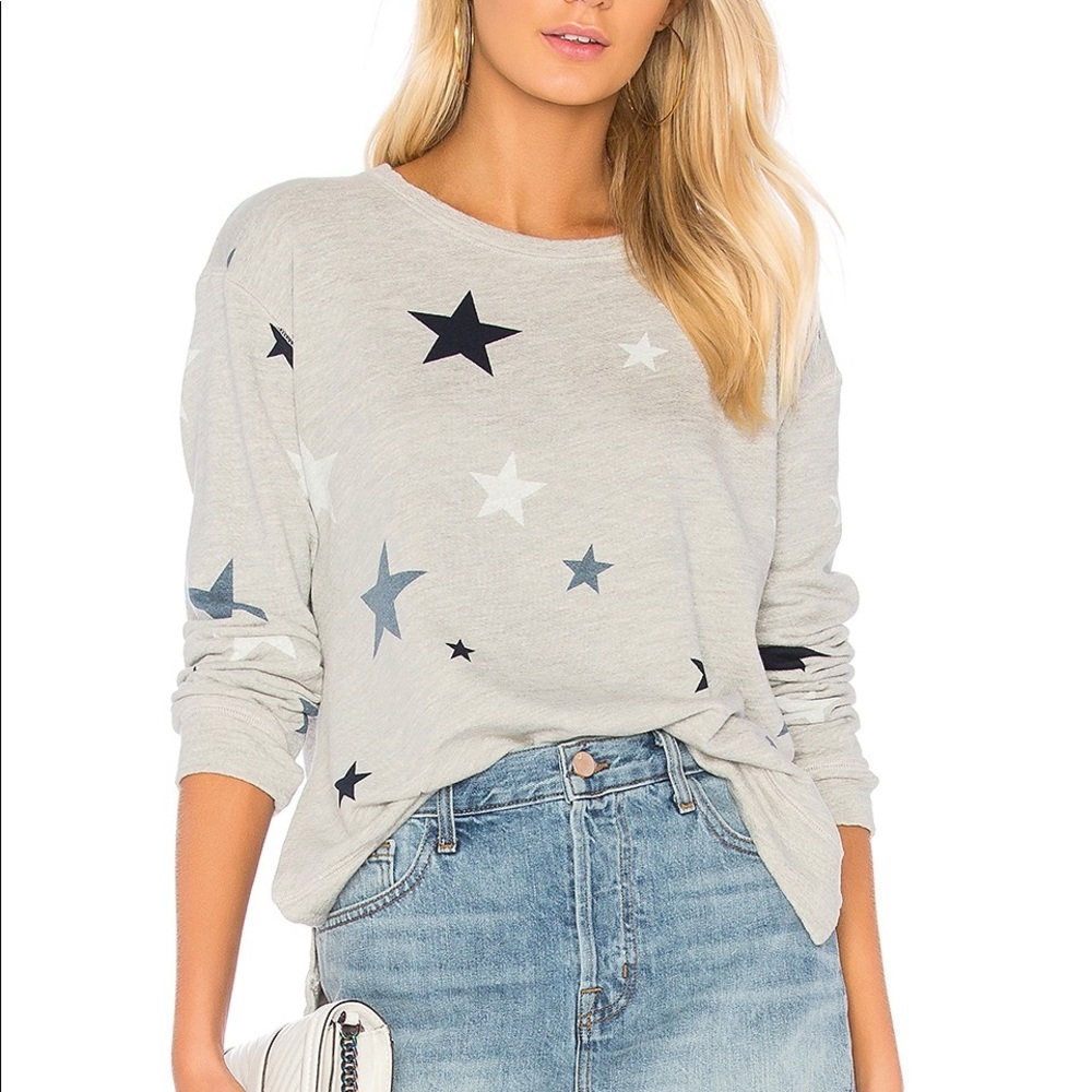 Sundry Stars Pattern Grey Pullover Sweatshirt - image 1